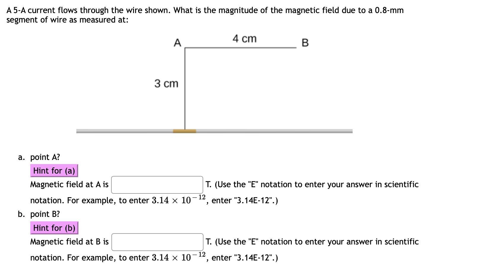 Solved A 5-A current flows through the wire shown. What is | Chegg.com