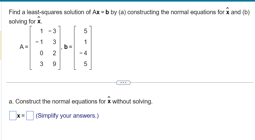 Solved Find A Least-squares Solution Of Ax=b By (a) | Chegg.com