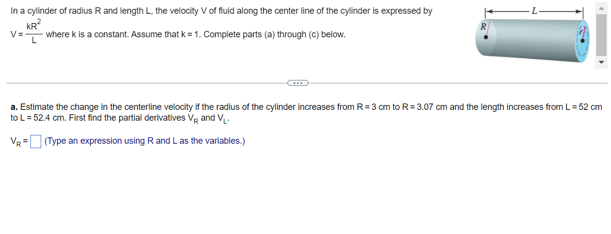 Solved In a cylinder of radius R and length L, the velocity | Chegg.com