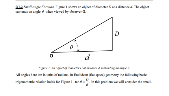 Solved 01.2 Small-angle Formula. Figure 1 shows an object of | Chegg.com