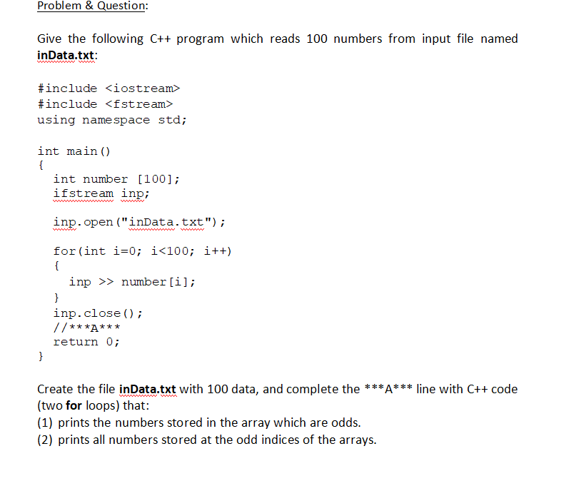 Solved Problem & Question: Give the following C++ program | Chegg.com