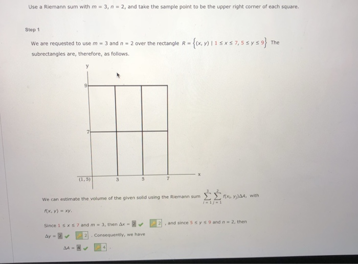 solved-use-a-riemann-sum-with-m-3-n-2-and-take-the-sample-chegg