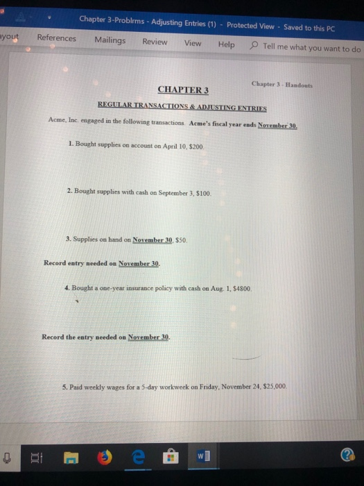 Solved Chapter 3-Problrms - Adjusting Entries (1) Protected | Chegg.com