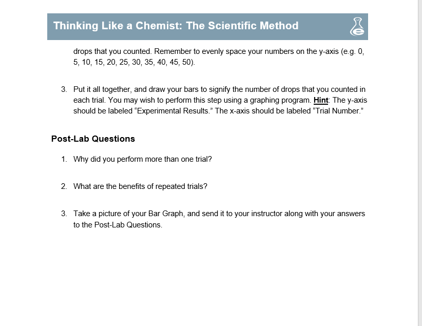 Solved drops that you counted. Remember to evenly space your | Chegg.com