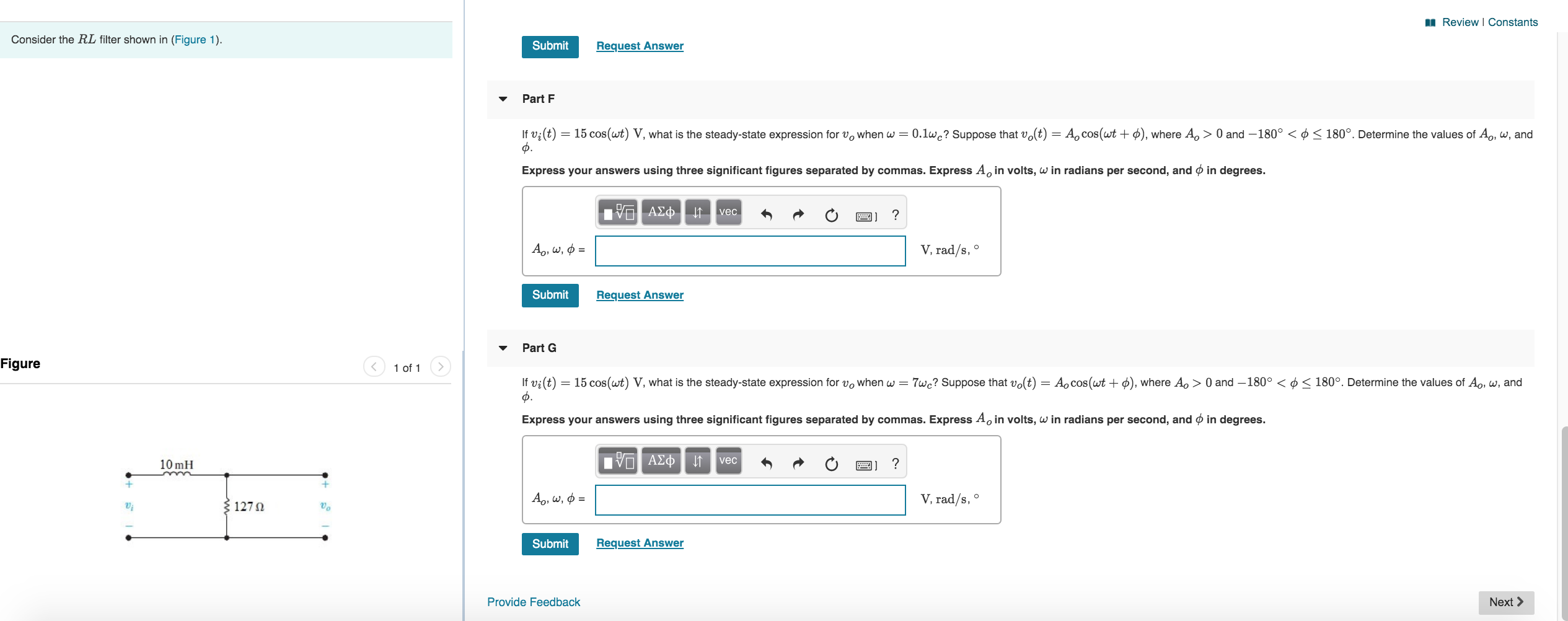 Solved Consider the RL filter shown in (Figure 1). Part A | Chegg.com