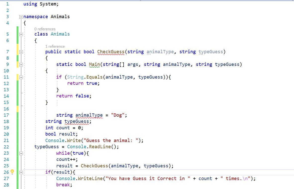 Solved 1 using System; 2 3 4 5 ол [namespace Animals { O | Chegg.com