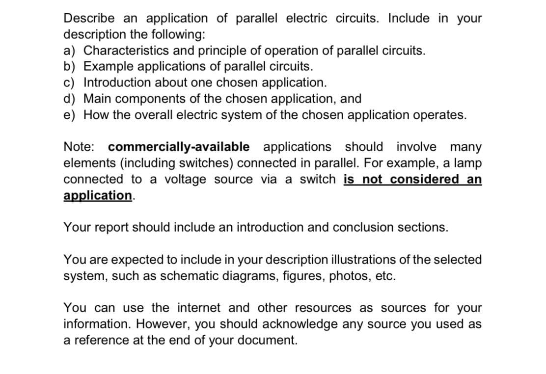 Solved Describe an application of parallel electric | Chegg.com