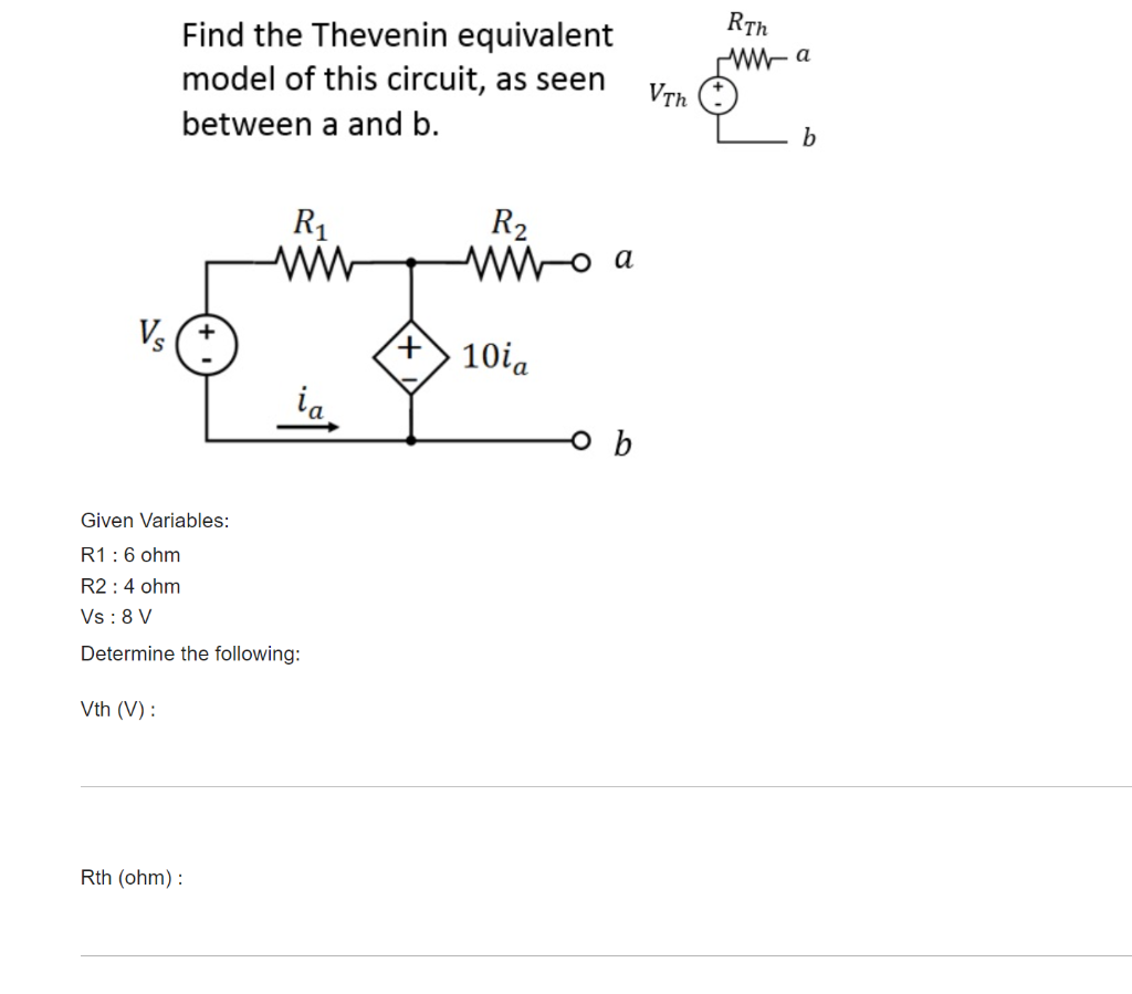 Solved Find the Thevenin equivalent model of this circuit, | Chegg.com