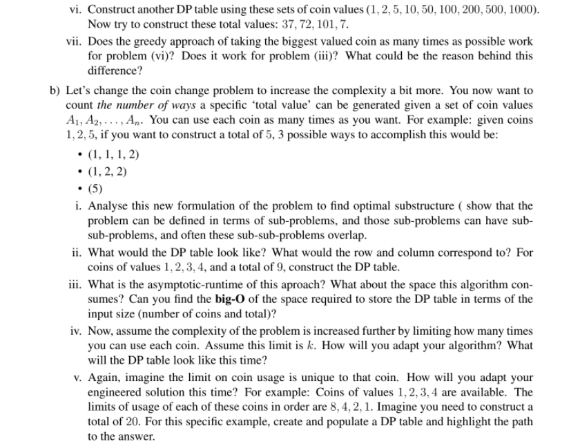 Solved vi. Construct another DP table using these sets of | Chegg.com