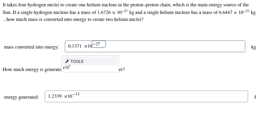 [solved] Please Help It Takes Four Hydrogen Nuclei