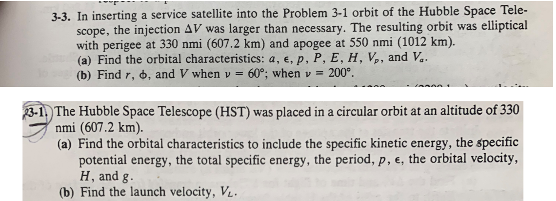 Solved 3-3. In inserting a service satellite into the | Chegg.com