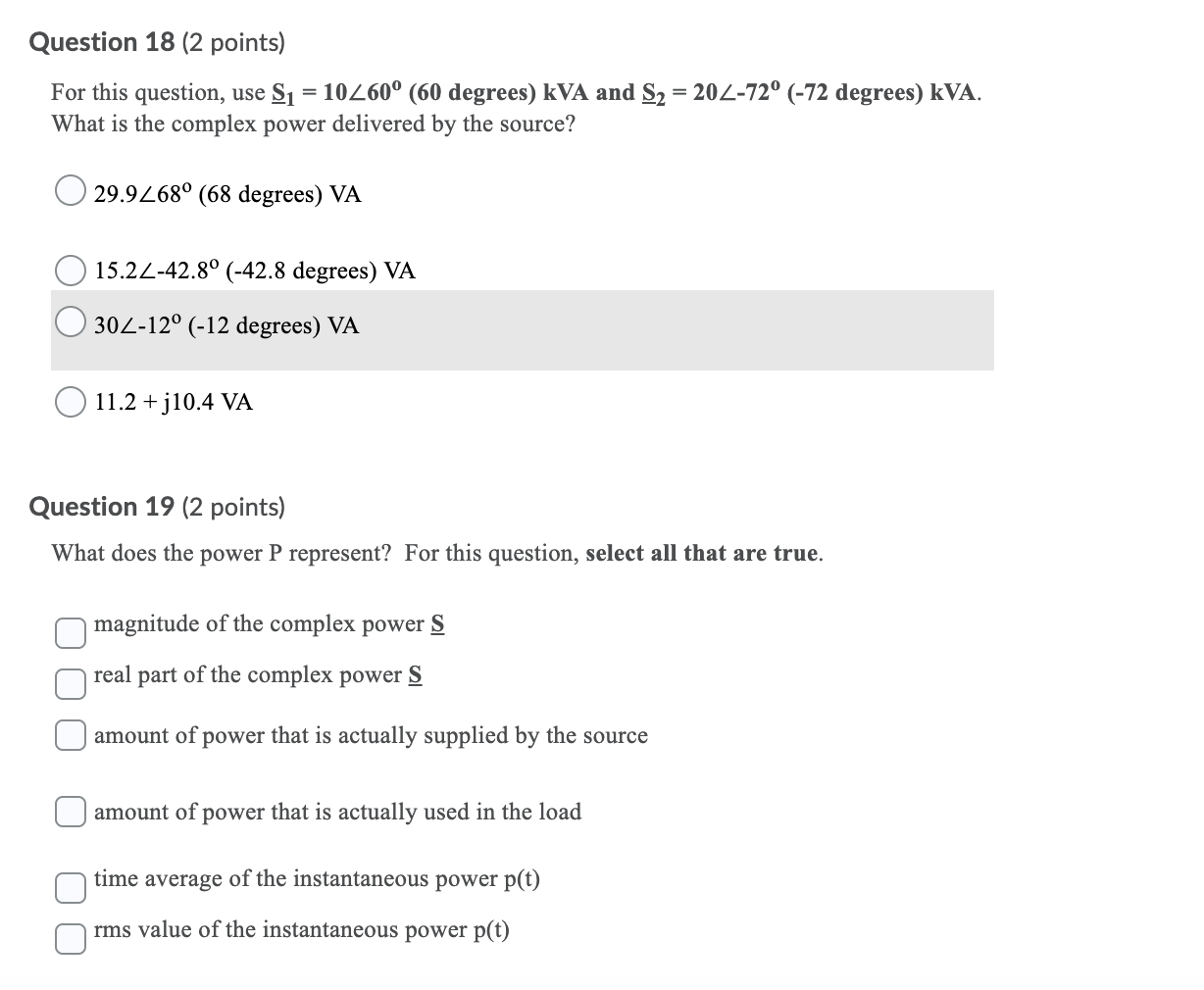 Solved Question 18 (2 points) For this question, use Si = | Chegg.com