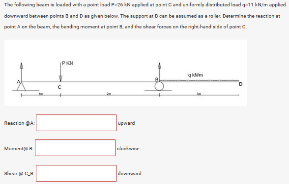 Point Load Question Solved The following beam is loaded with a point load P=26 | Chegg.com