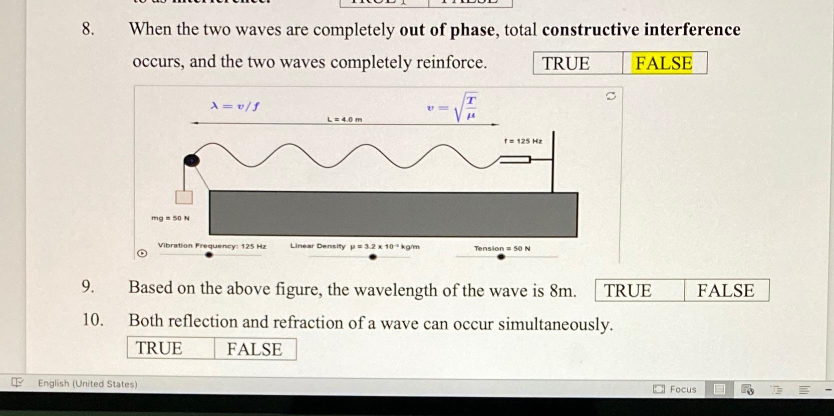 Solved 8. When the two waves are completely out of phase, | Chegg.com