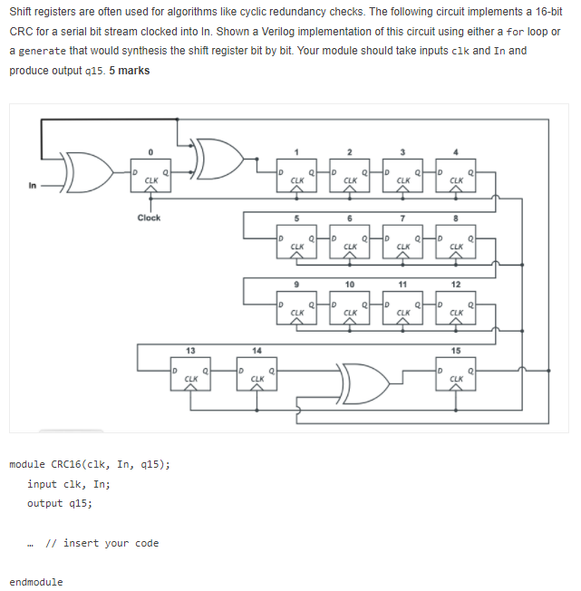 Solved Shift registers are often used for algorithms like | Chegg.com