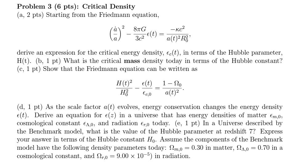 Problem 3 6 Pts Critical Density A 2 Pts Sta Chegg Com