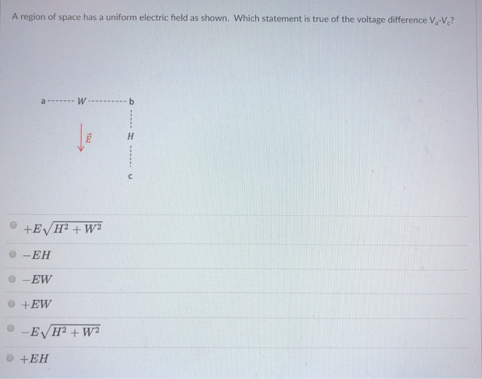 Solved A region of space has a uniform electric field as | Chegg.com