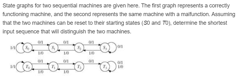 Solved State graphs for two sequential machines are given | Chegg.com