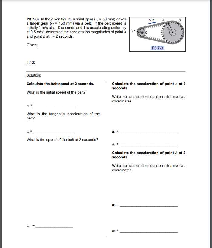 Solved P3.7-3) In The Given Figure, A Small Gear (rI=50 Mm) | Chegg.com