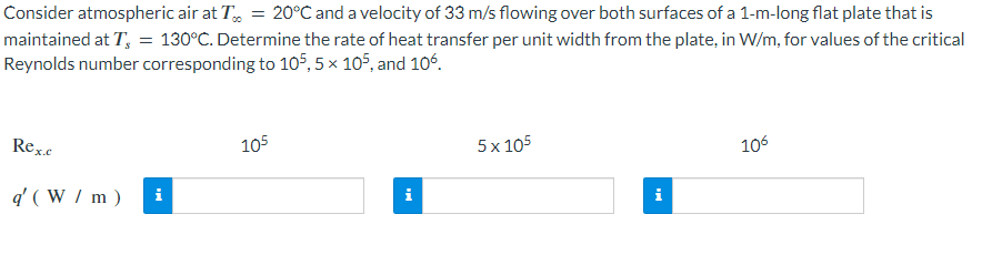 Solved Consider atmospheric air at T∞=20∘C and a velocity of | Chegg.com