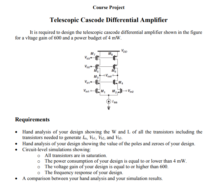 Course Project Telescopic Cascode Differential