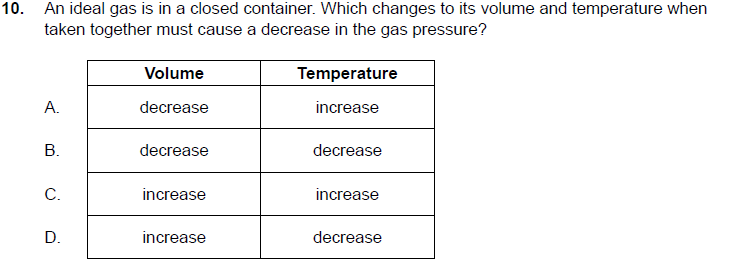 Solved 10. An ideal gas is in a closed container. Which | Chegg.com