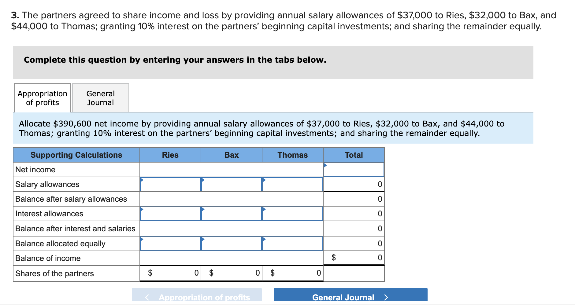 Solved 3. The partners agreed to share income and loss by | Chegg.com