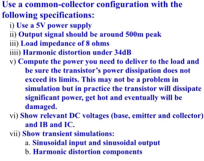 Solved Use a common-collector configuration with the | Chegg.com