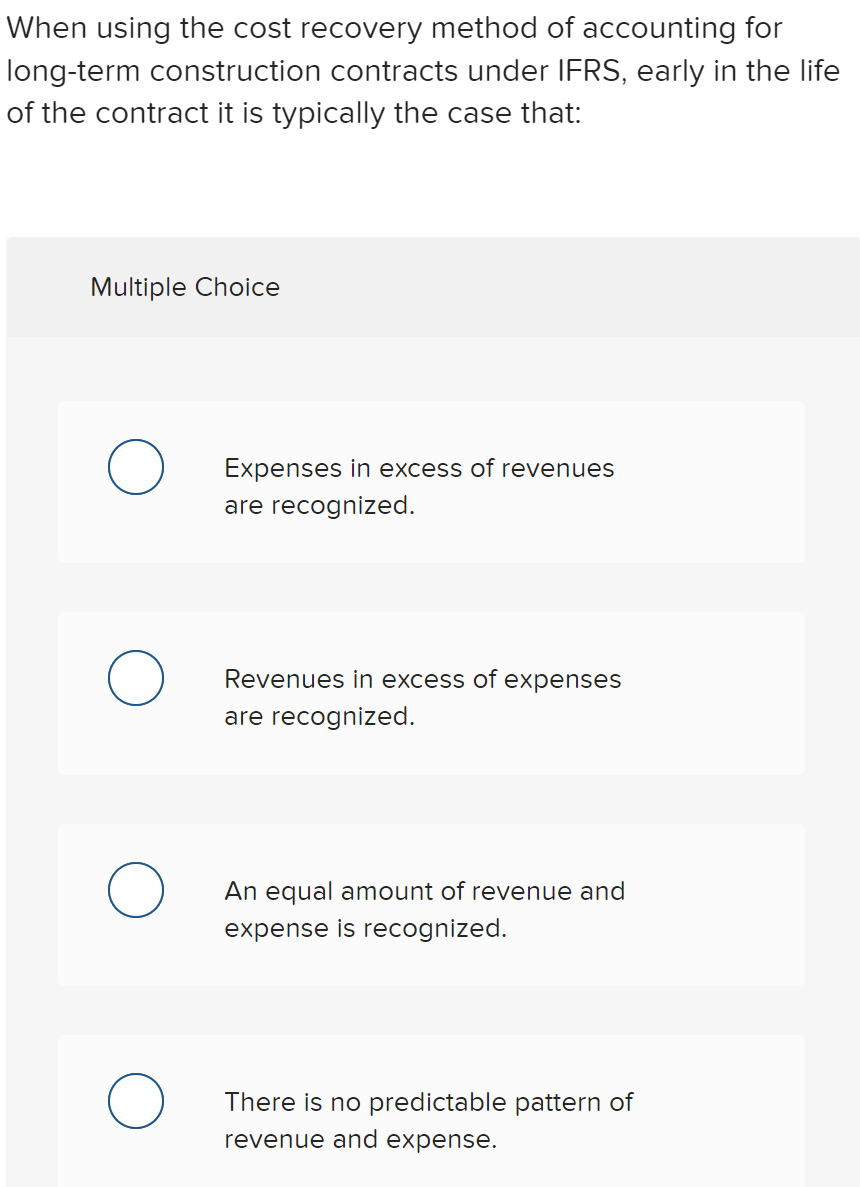 The Cost Recovery Method Of Accounting For Long Term