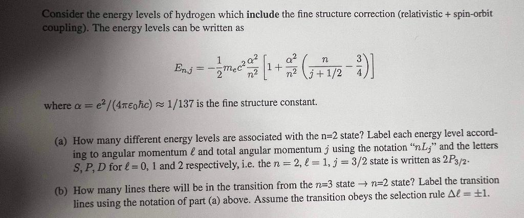 Solved Consider the energy levels of hydrogen which include | Chegg.com