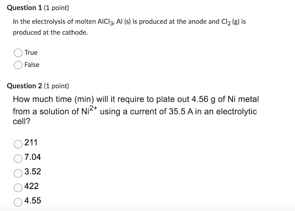 Solved In the electrolysis of molten AICl3,Al(s) is produced | Chegg.com