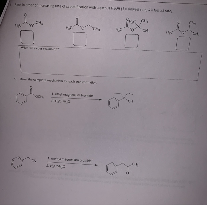 Solved 3. Rank in order of increasing rate of saponification | Chegg.com