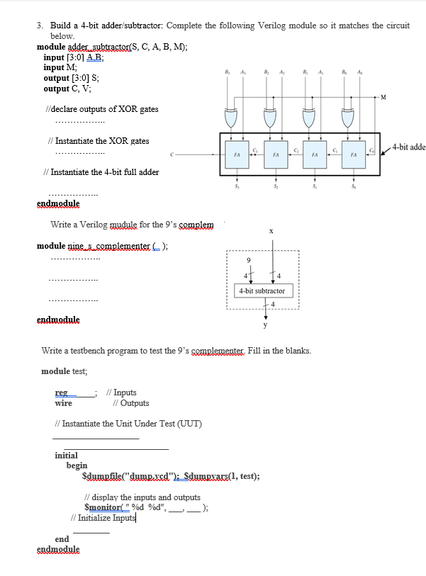 verilog code for adder subtractor