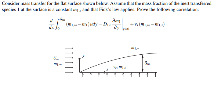 Consider mass transfer for the flat surface shown | Chegg.com