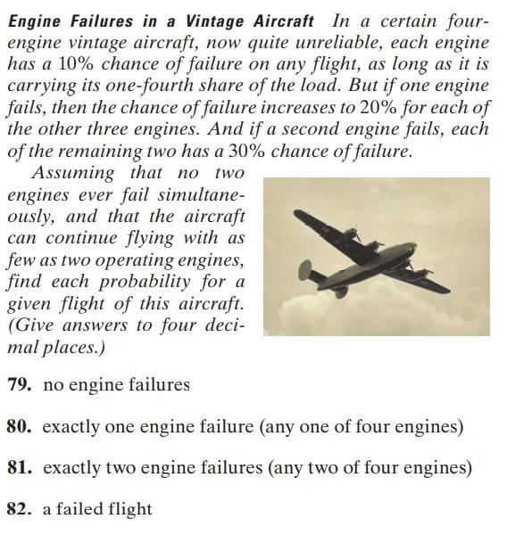 Solved Engine Failures in a Vintage Aircraft In a certain | Chegg.com