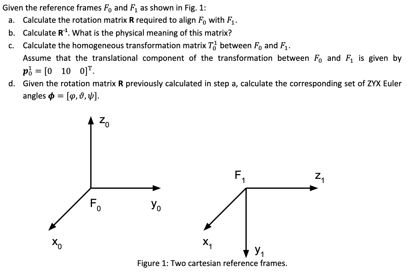 Solved a. c. Given the reference frames Fo and Fų as shown | Chegg.com