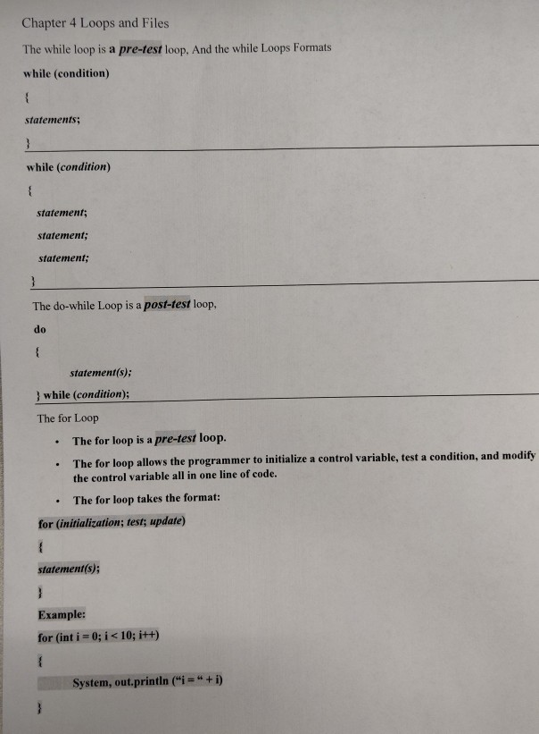 Chapter 4 Loops and Files The while loop is a | Chegg.com