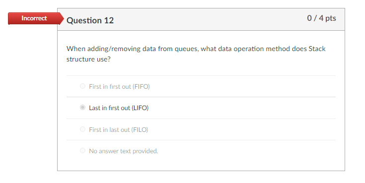 Solved Incorrect Question 7 0/4 pts What does the following | Chegg.com