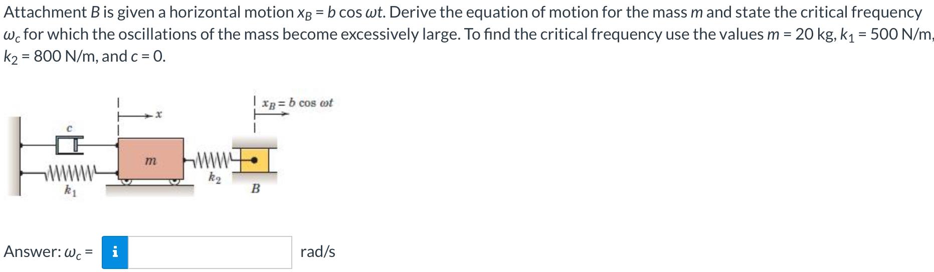 Solved Attachment B Is Given A Horizontal Motion XB=bcosω T. | Chegg.com