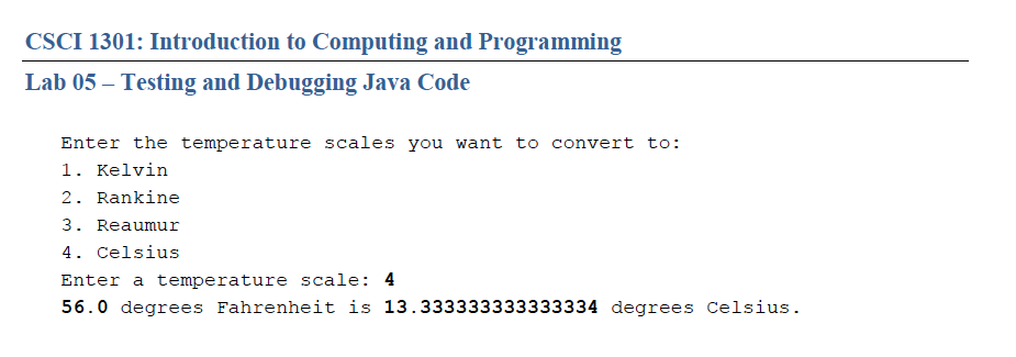 Solved CSCI 1301: Introduction to Computing and Programming | Chegg.com