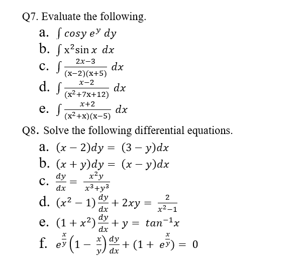 Solved b. ∫x2sinxdx c. ∫(x−2)(x+5)2x−3dx d. ∫(x2+7x+12)x−2dx | Chegg.com