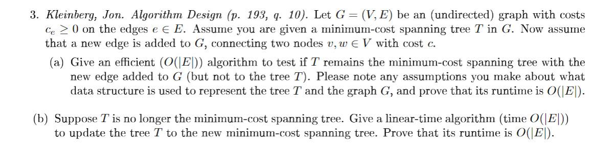 Solved 3. Kleinberg, Jon. Algorithm Design (p. 193, q. 10). | Chegg.com