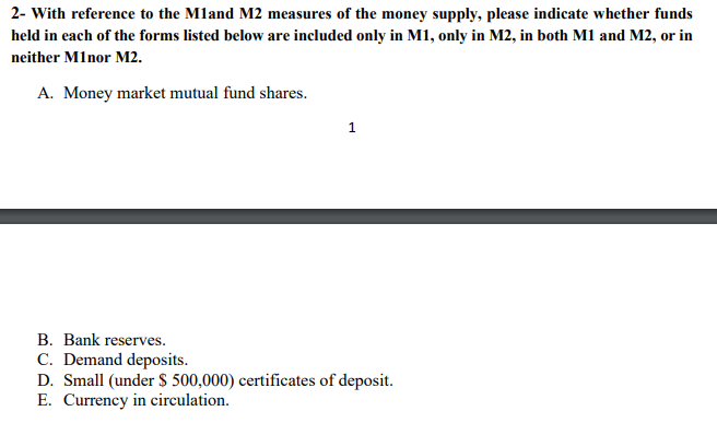 Solved 2- With reference to the Mland M2 measures of the | Chegg.com