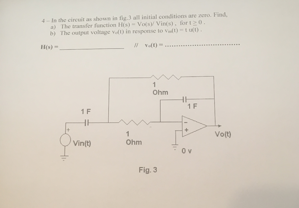 Solved 4 - In the circuit as shown in fig. 3 all initial | Chegg.com