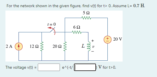 Solved For the network shown in the given figure, find v(t) | Chegg.com