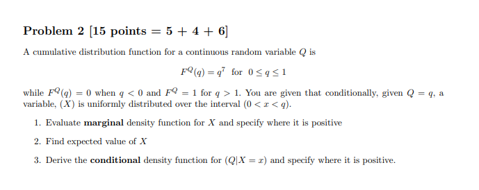 Solved Problem 2 (15 points = 5 + 4 + 6] A cumulative | Chegg.com