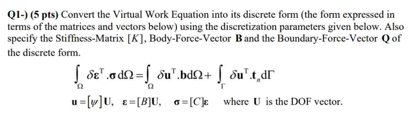 Solved Convert the Virtual Work Equation into its discrete | Chegg.com