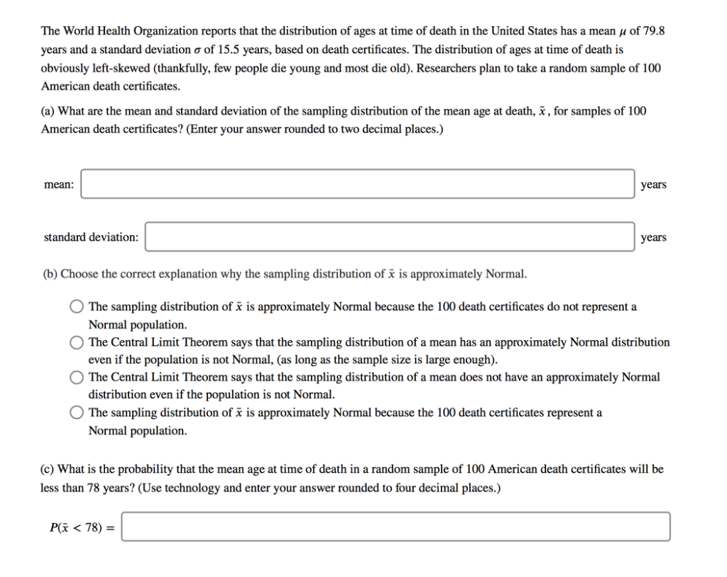 Solved The World Health Organization reports that the | Chegg.com