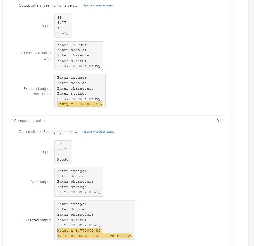 Solved 1 Prompt the user to input an integer a double a