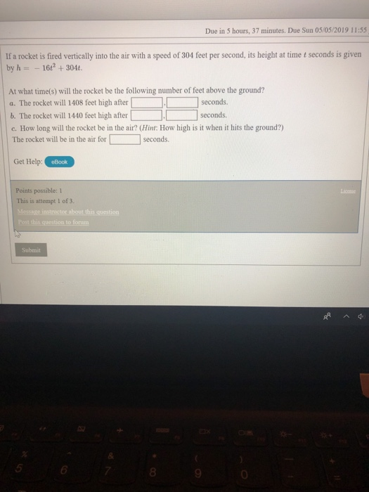 Solved If a rocket is fired vertically into the air with a | Chegg.com